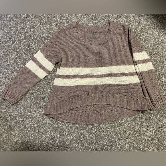 Charlotte Russe Dusty Lavender and Cream Striped Sweater - Picture 1 of 5